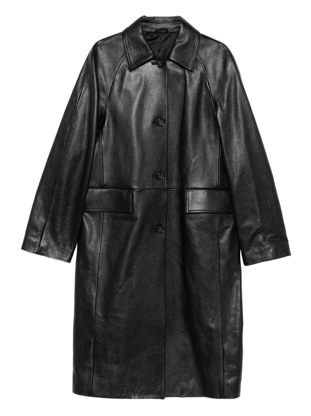 

Кожаное пальто с рукавами реглан Toteme, черный