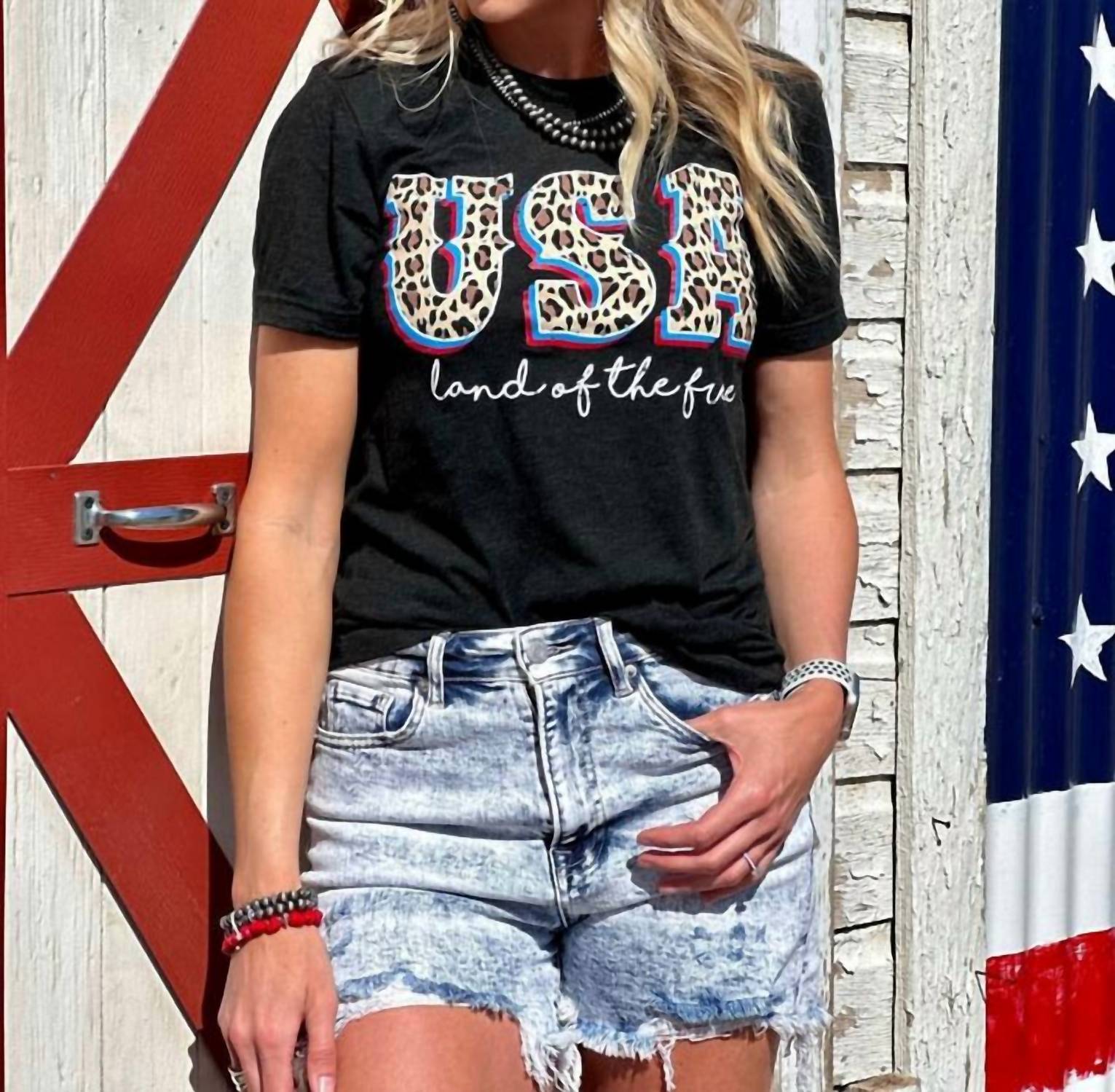 

Футболка с леопардовым принтом Usa черного цвета Texas True Threads