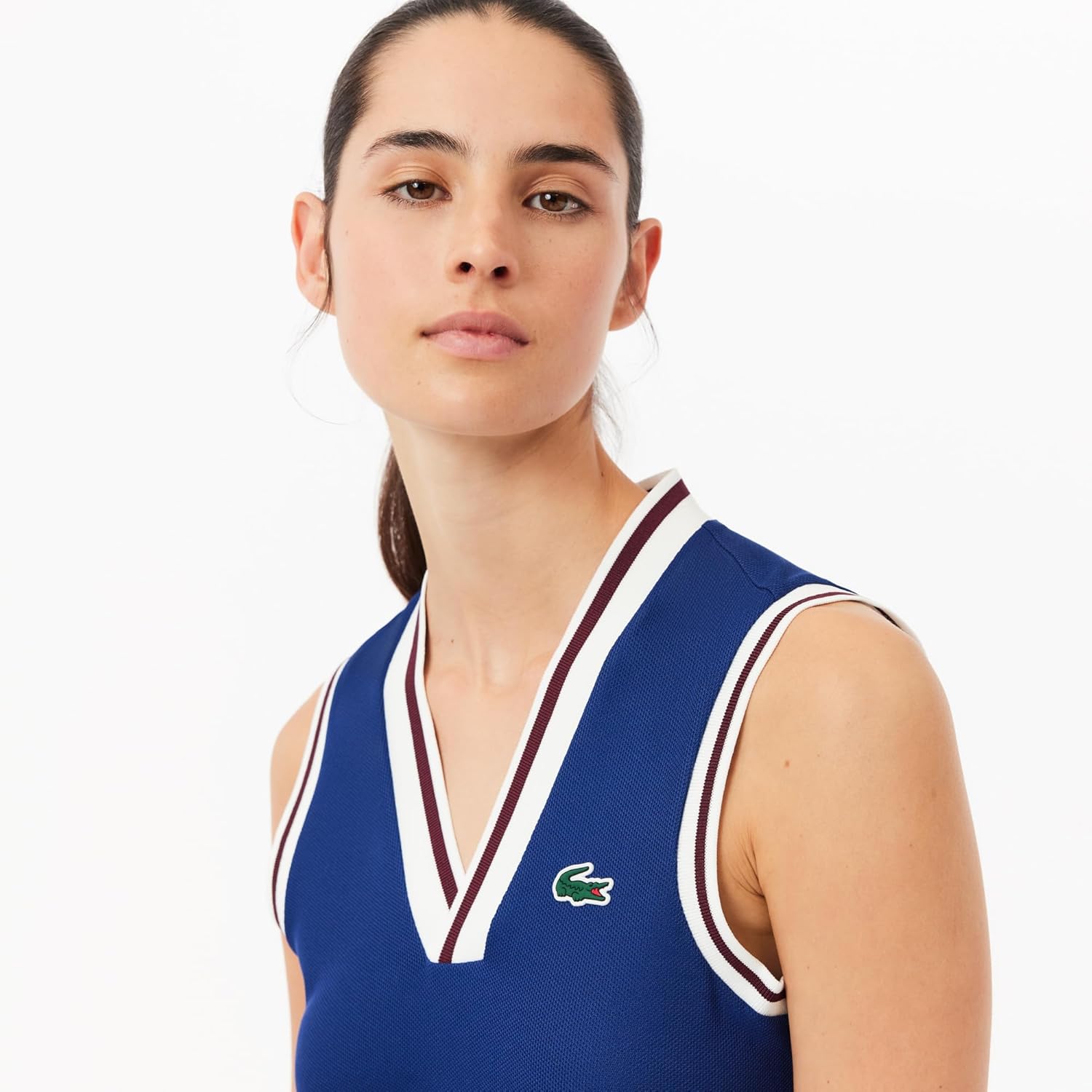 Платье теннисное Lacoste Sport Piqué со съемной подкладкой, Blue/White — фото 2