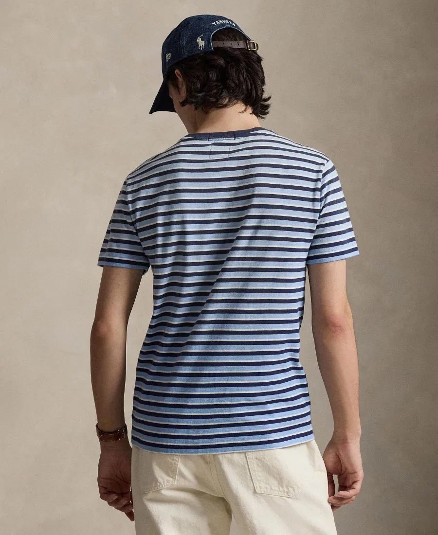 Мужская полосатая футболка с коротким рукавом Polo Ralph Lauren, темно-кобальтовый — фото 4