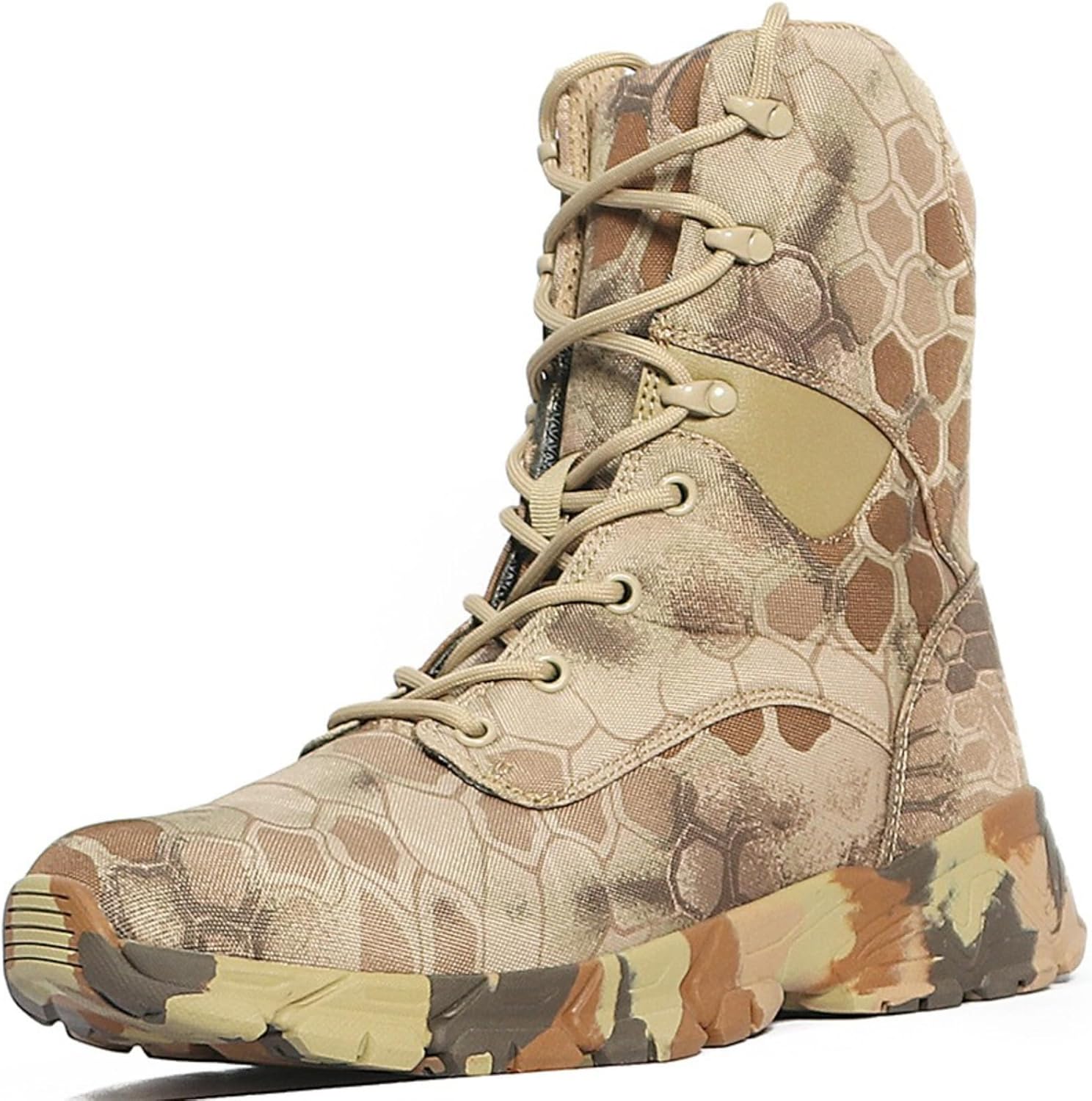

Мужские водонепроницаемые высокие тактические ботинки QKLMWES с шнуровкой и боковой молнией, легкие, дышащие, противоскользящие, для армейских операций, охоты, походов, пустыни и джунглей, бежевый