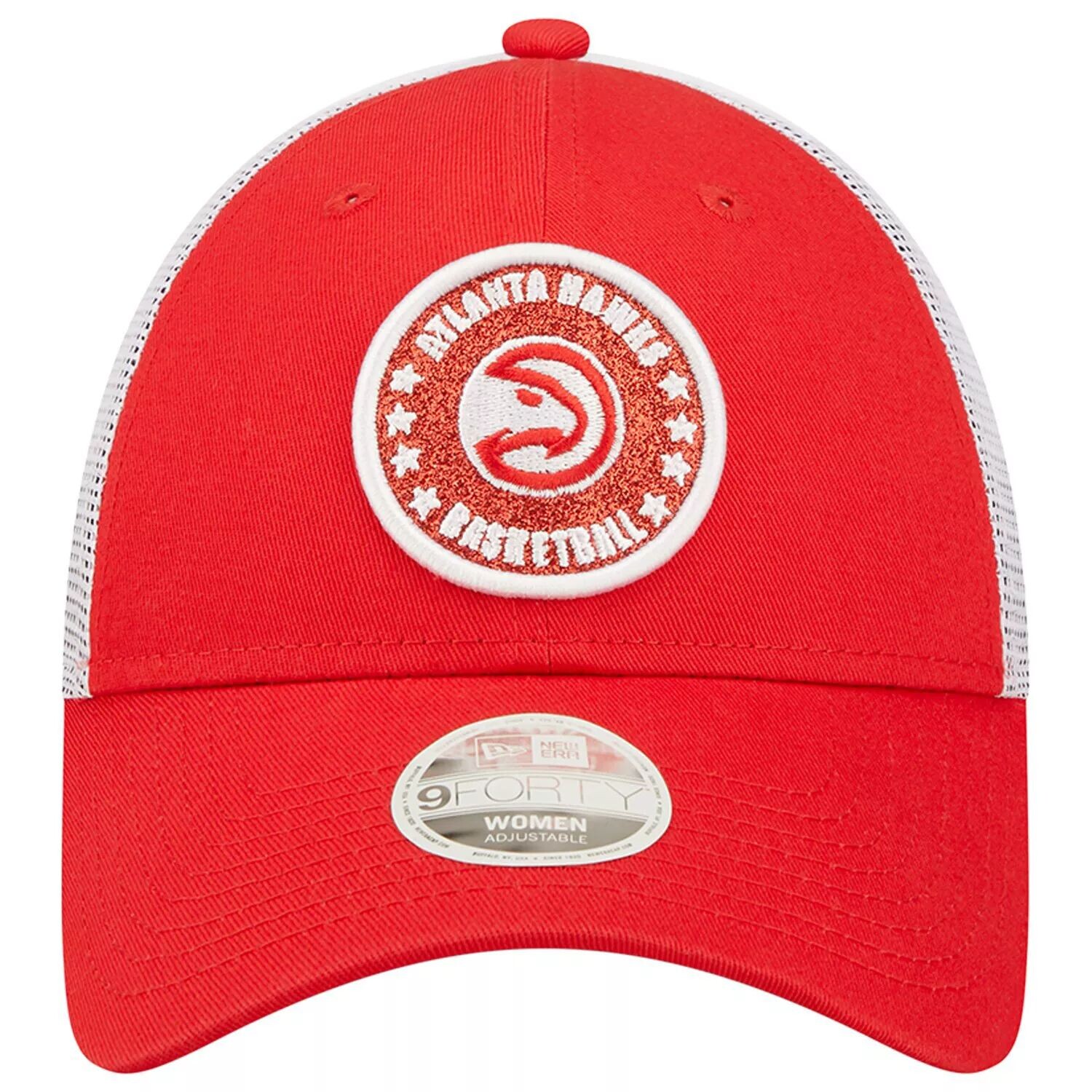 

Женская красно-белая кепка New Era Atlanta Hawks с блестящей нашивкой 9FORTY Snapback New Era