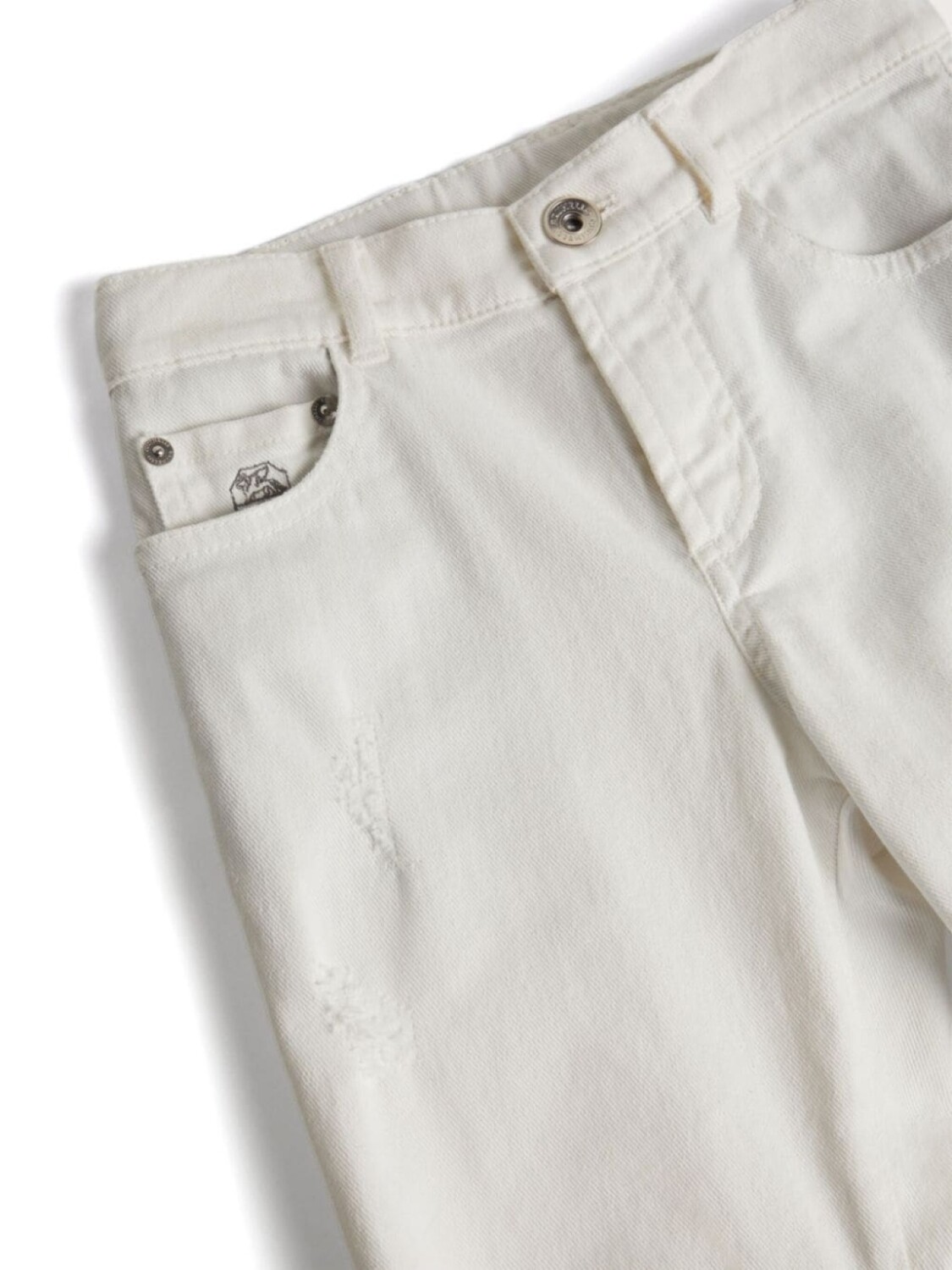 Brunello Cucinelli Kids джинсы с эффектом потертости, белый — фото 3
