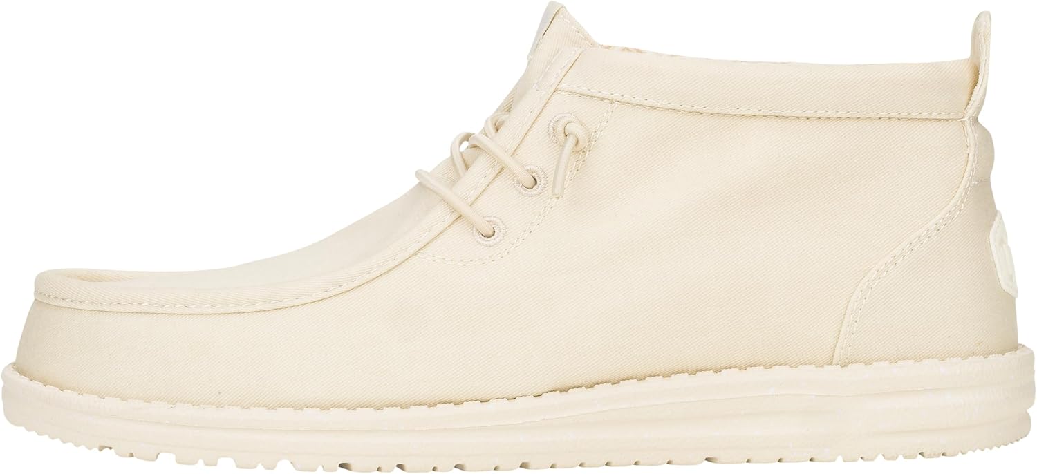 

Мужские ботинки HEYDUDE Wally Mid Stretch Canvas, Легкие средние кеды из текстиля с системой легкого надевания и эластичными шнурками, белый