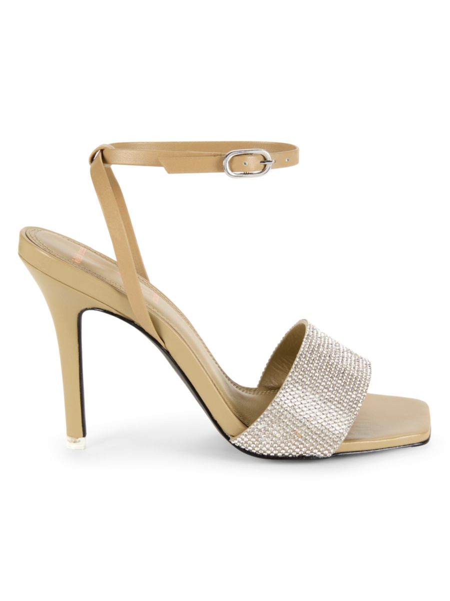 Сандалии из кожи с декором Marisa Black Suede Studio, оливковый