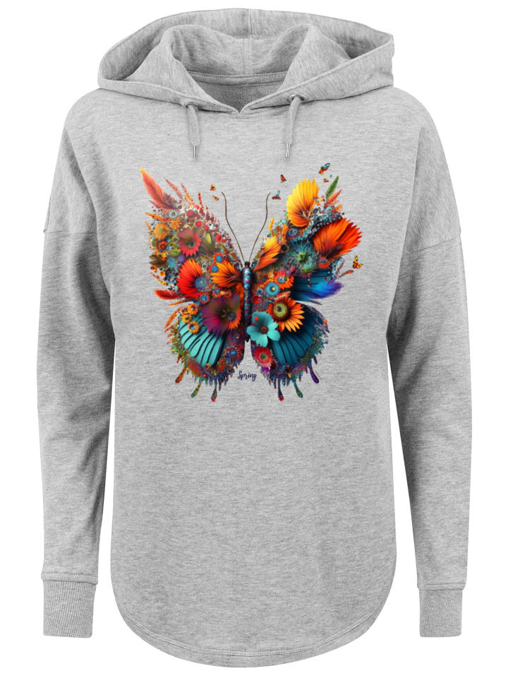 

F4NT4STIC Толстовка оверсайз с бабочками и цветами, серого цвета
