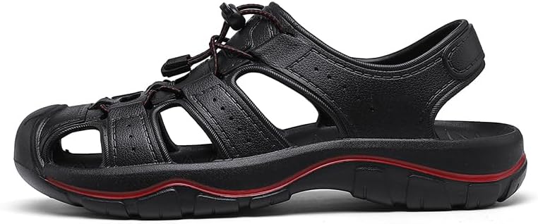 

Летняя мужская обувь, сандалии, противоскользящие туристические ботинки, повседневная пляжная обувь для хождения по воде Generic, черный/красный