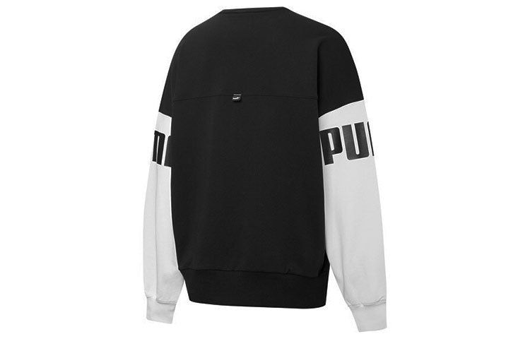 Толстовка (WMNS) PUMA Power Color Blocking Crew Logo Printing SweatshirtBlack 535187-01 — фото 2