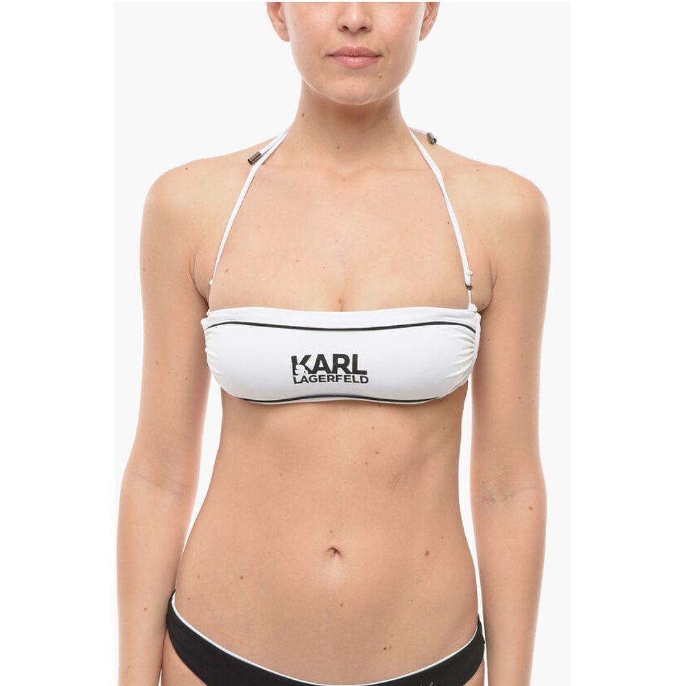 

Верх бикини Bandeau контрастные детали Karl Lagerfeld, Black and White
