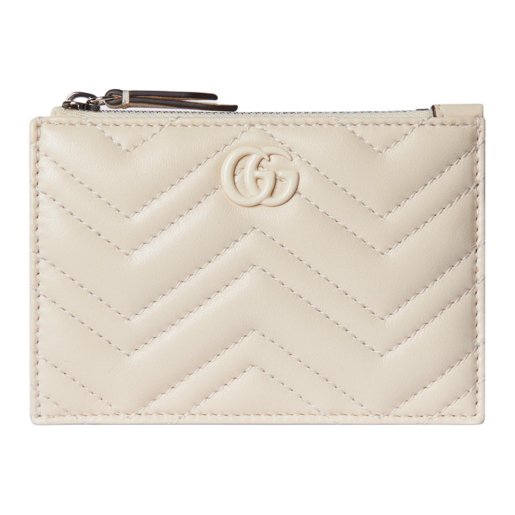 GUCCI Кошелек для ключей GG Marmont из кожи Nappa, женский, бежевый — фото 2