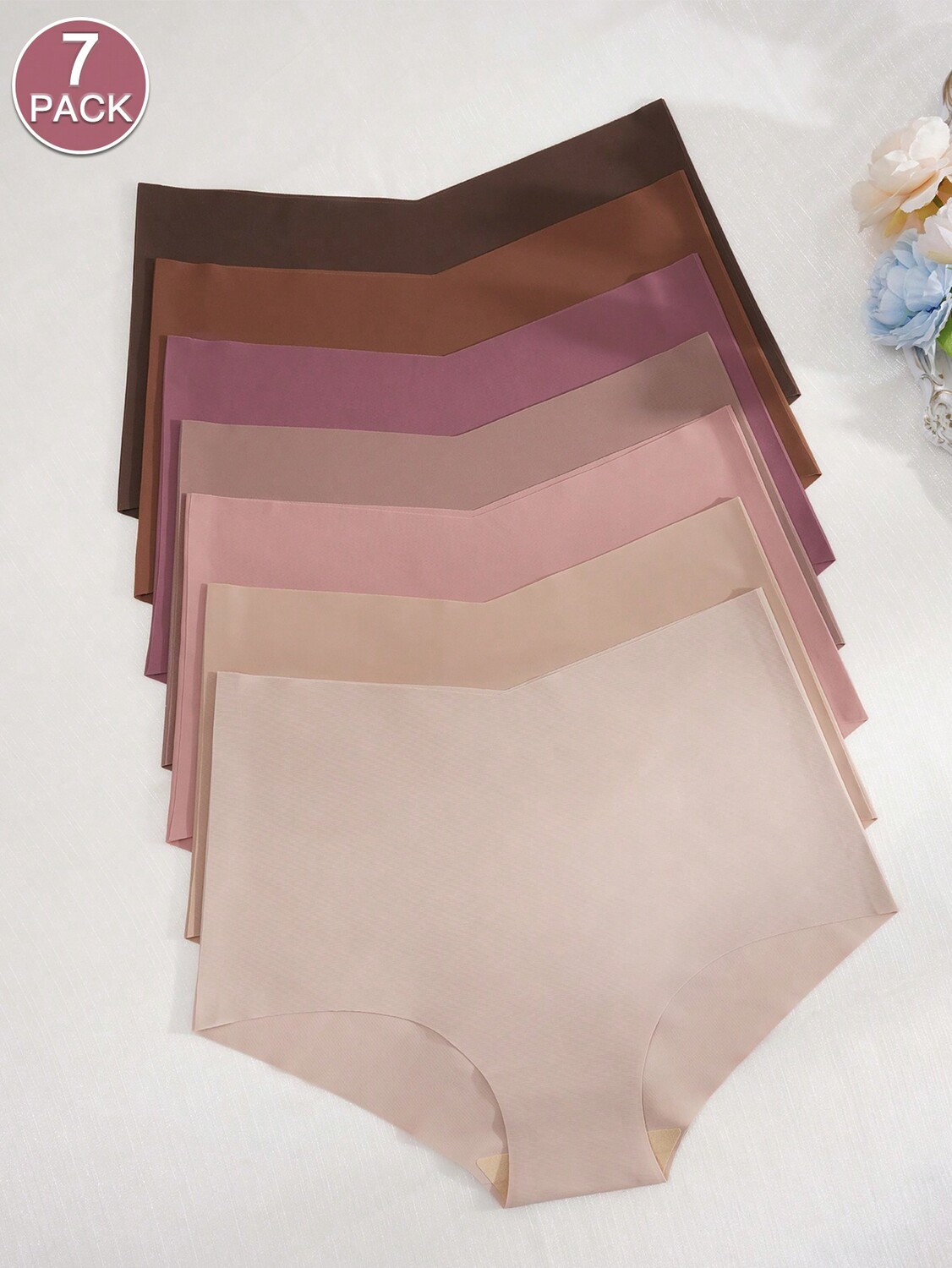 

Женские бесшовные удобные дышащие треугольные трусики с высокой талией из 7 предметов с клеем, мультиколор