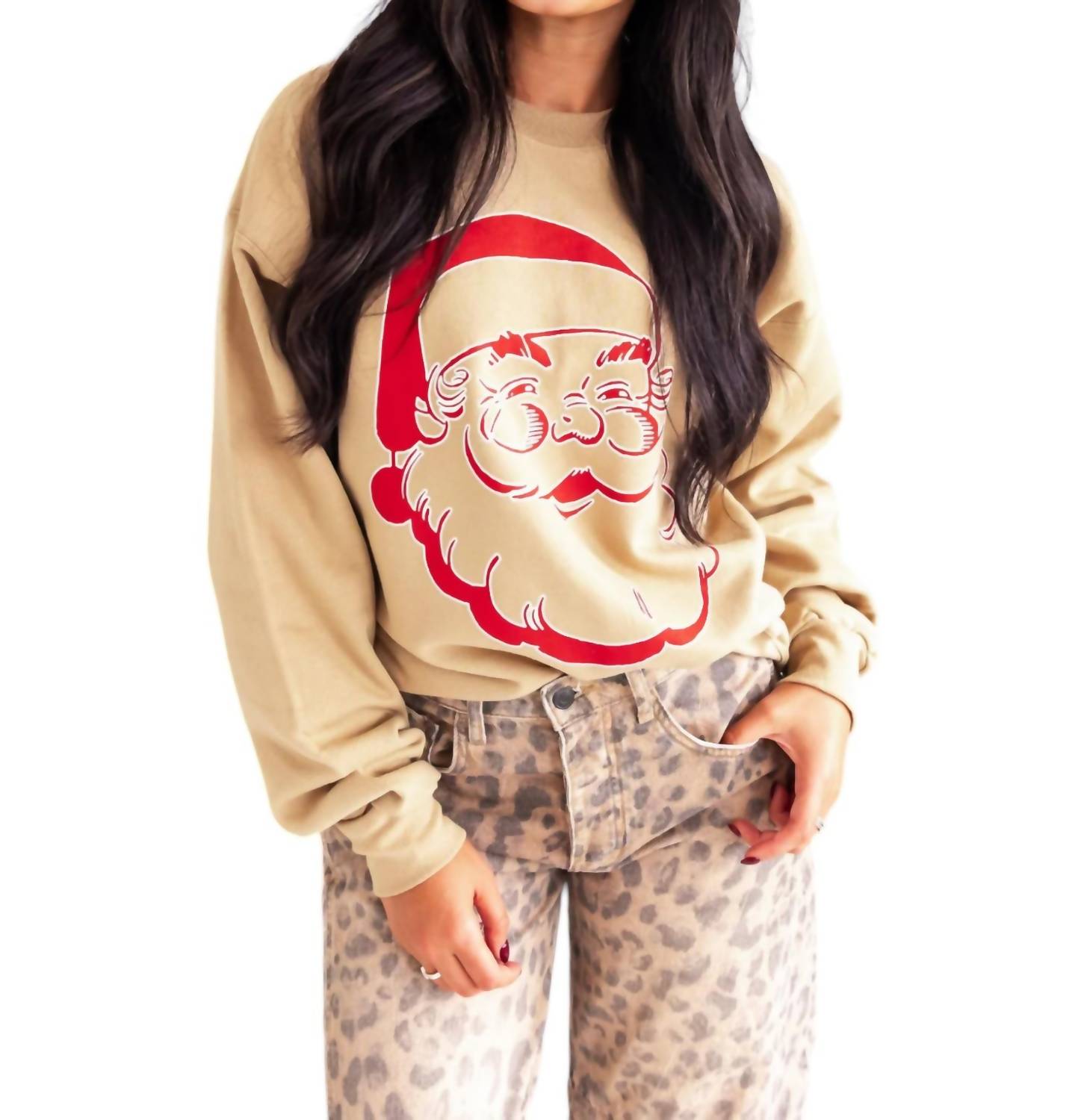 

Толстовка цвета хаки с галькой Ho Ho Ho Santa JOSIE