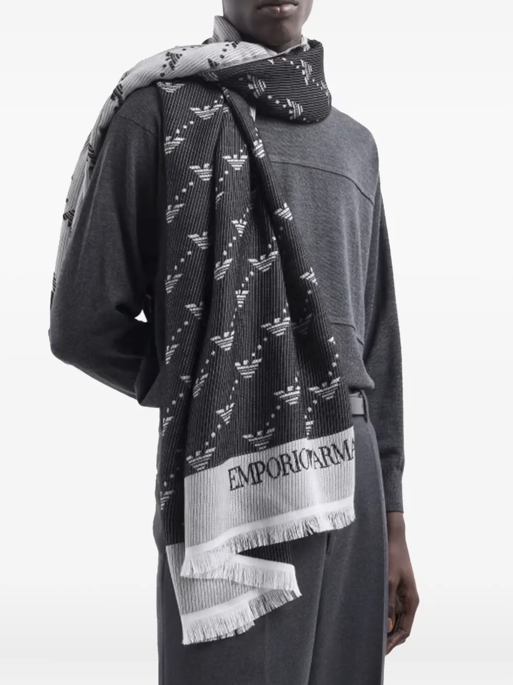 

Жаккардовый шарф с логотипом EMPORIO ARMANI, черный