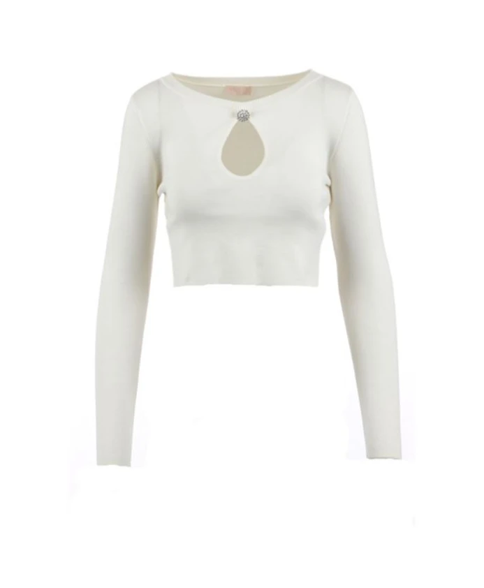 

Стильный вязаный свитер с глубоким вырезом. Liu Jo, белый