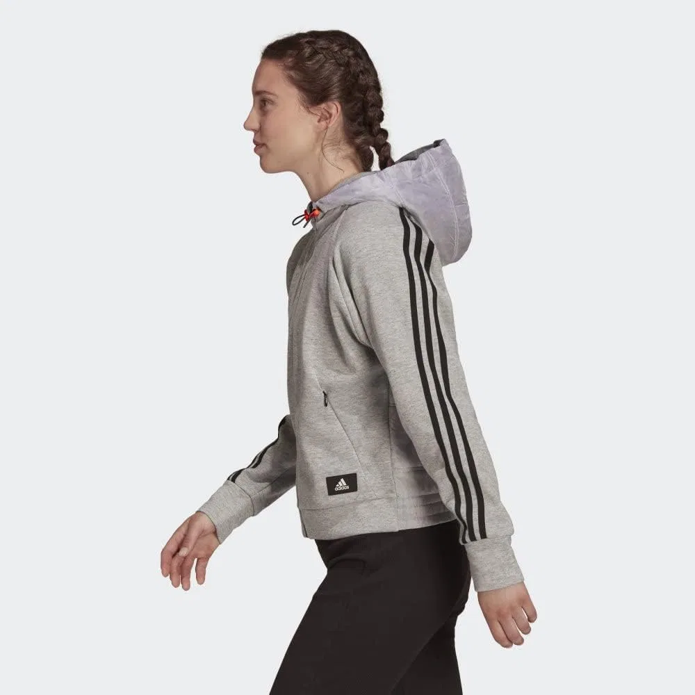 Женская куртка с капюшоном adidas, серая — фото 4