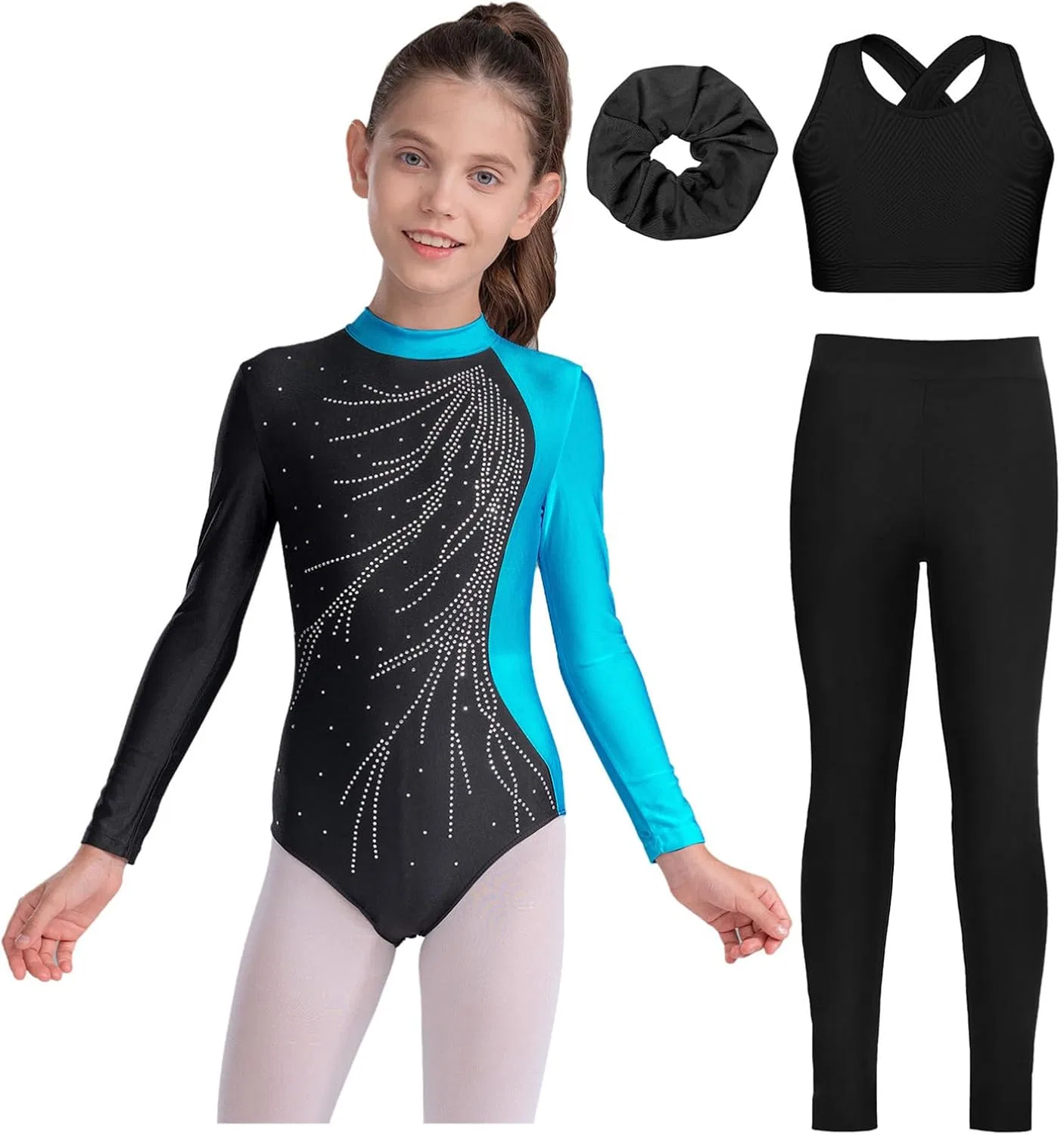 Спортивный костюм для девочек YiZYiF, 4 предмета, Lake Blue