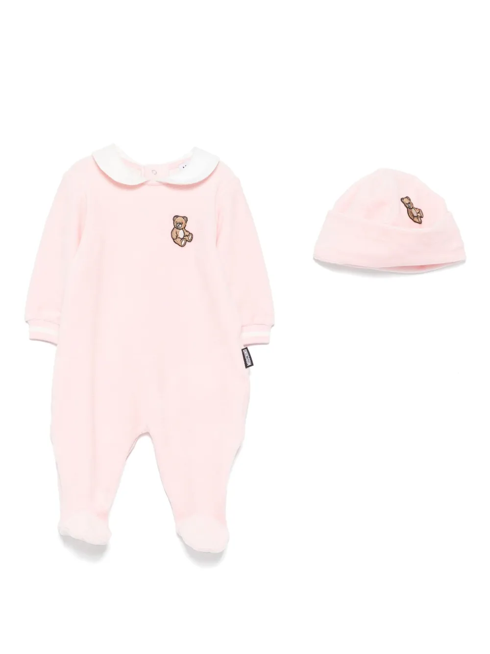 

Комбинезон с воротником Питер Пэн и вышивкой Moschino Kids, розовый