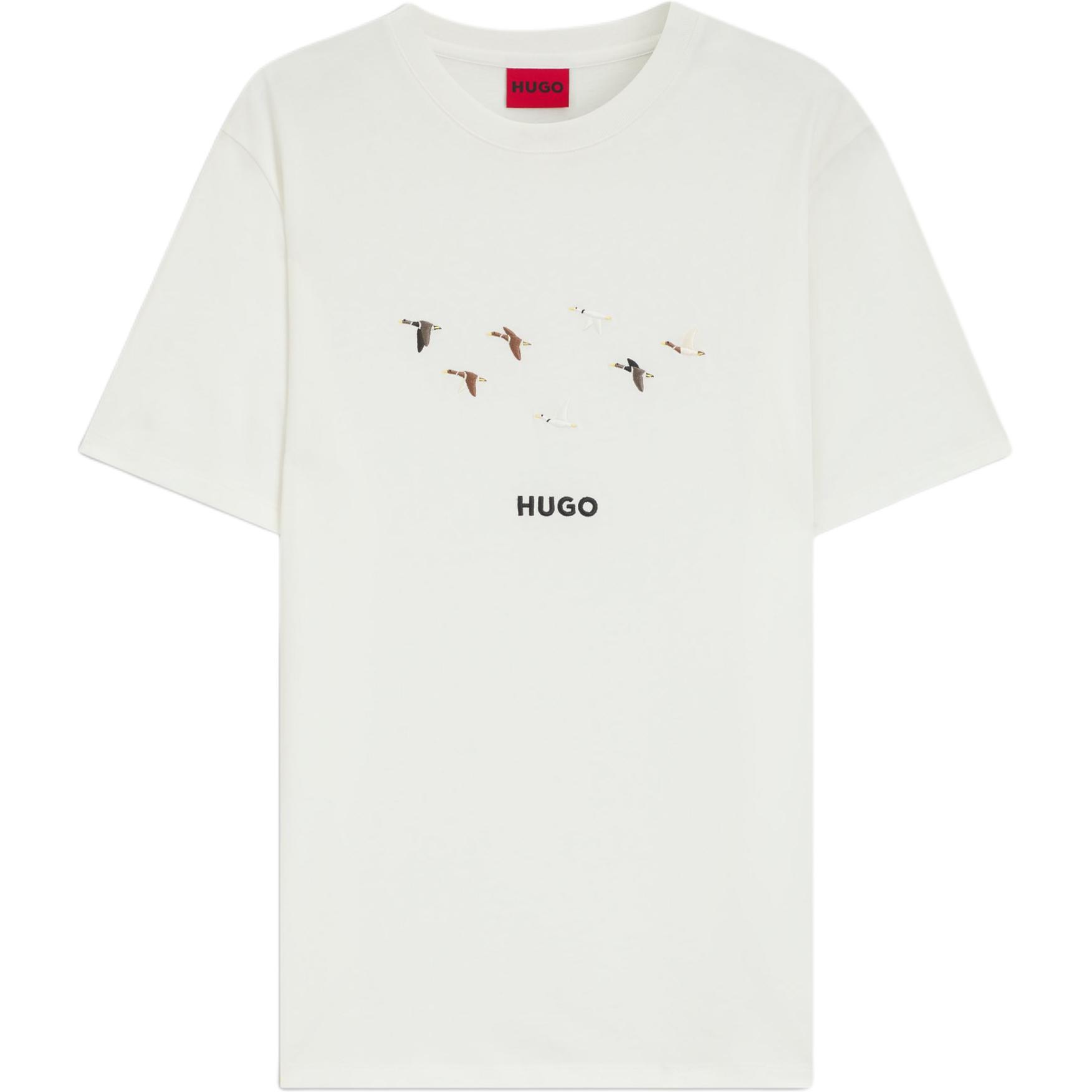 

Хлопковая футболка с вышивкой "Хьюго Берд" Hugo Boss, белый