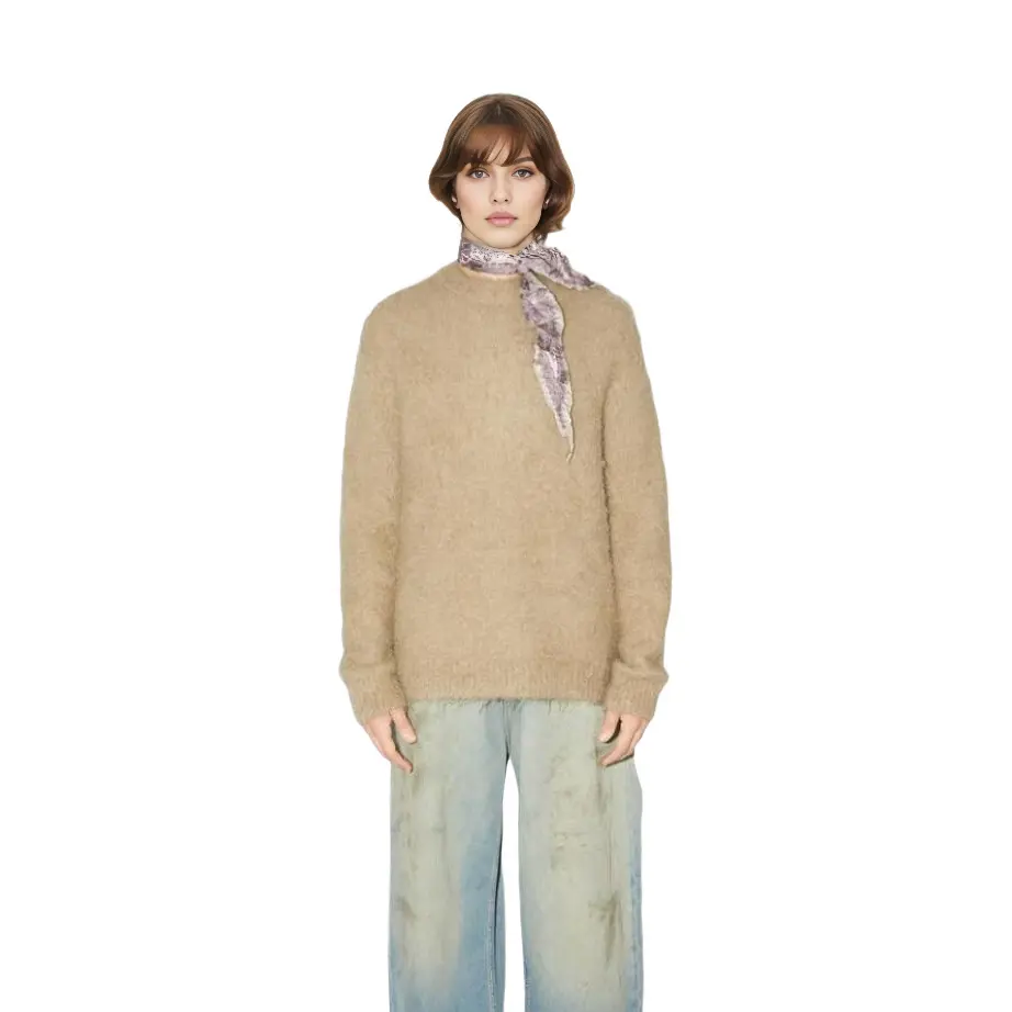 Свитер с круглым вырезом Acne Studios, Темно-бежевый — фото 3