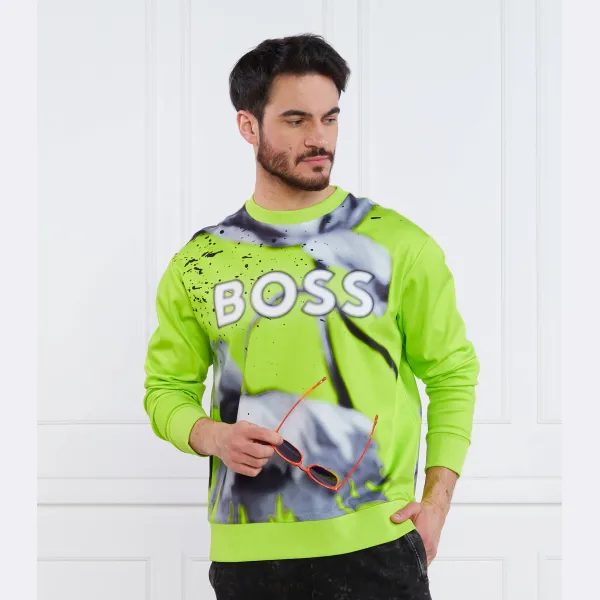 Толстовка Salbo Lotus стандартного кроя Boss, зеленый — фото 2