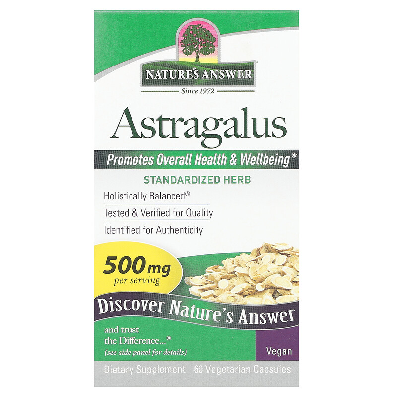 

Nature's Answer, астрагал, 500 мг, 60 вегетарианских капсул