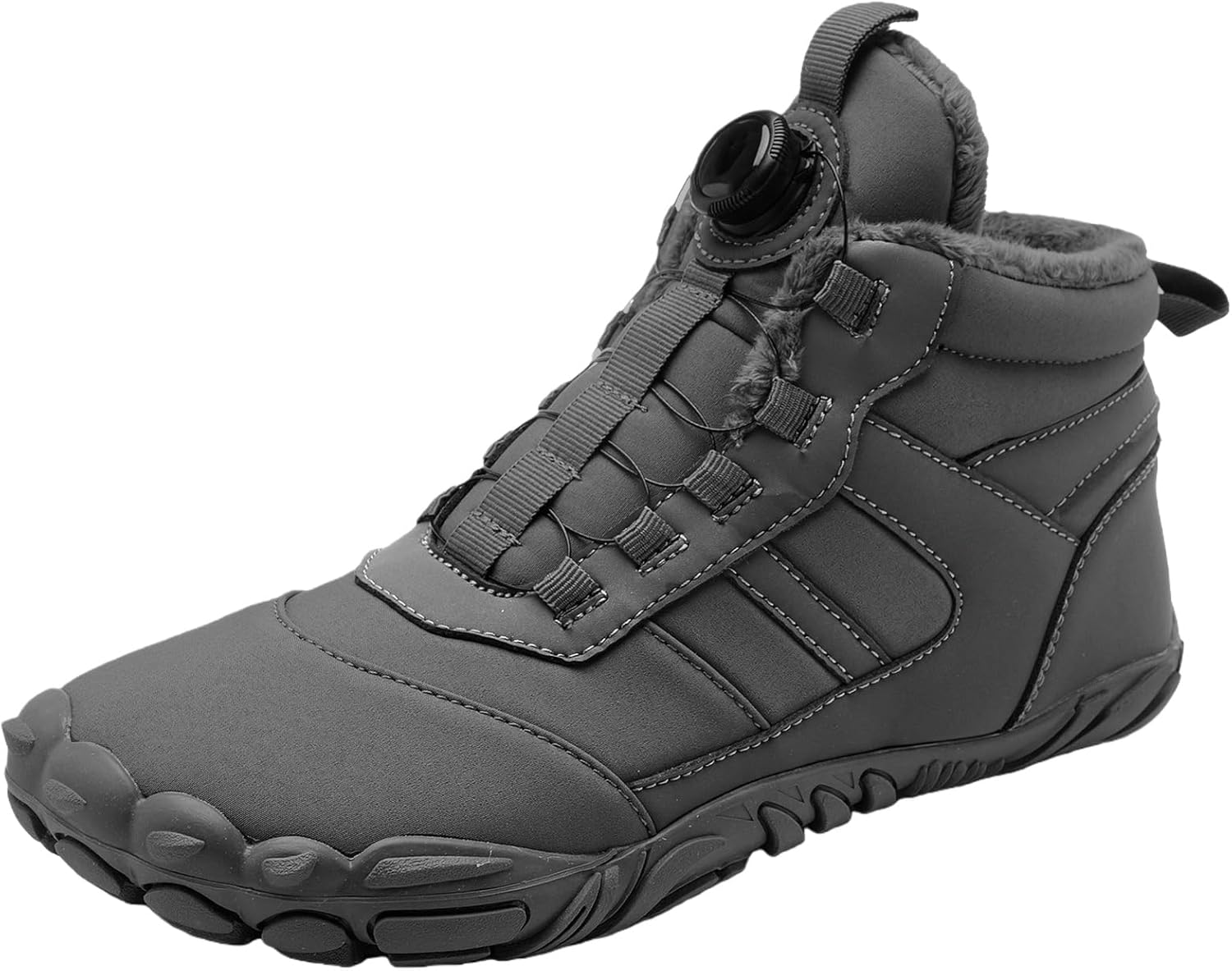 

Водонепроницаемые ботинки с широкой носочной частью, минималистичный дизайн для мужчин и женщин, теплые нескользящие зимние ботинки без шнурков, для городских условий, кемпинга, работы и походов Generic, серый