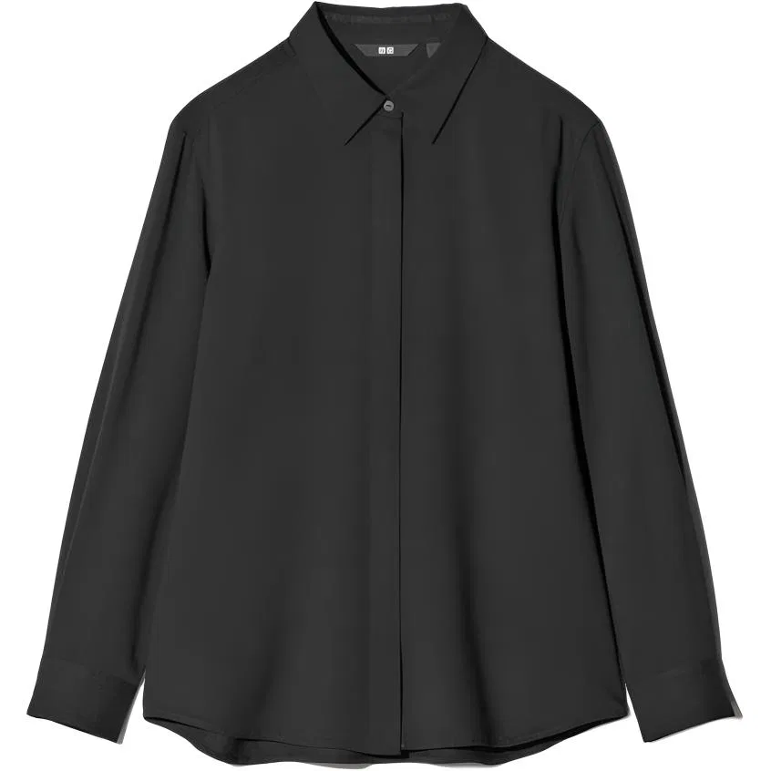 Рубашка с отложным воротником UNIQLO Black