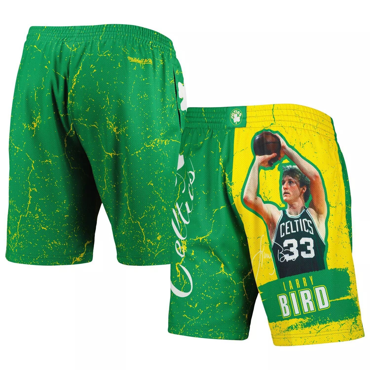 

Мужские шорты Mitchell & Ness Larry Bird Green Boston Celtics Hardwood Classics Player Burst