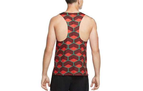 Майка Nike Dri-FIT ADV Team Kenya AeroSwift Running Tank Singlet 'Green Red', красный — фото 2
