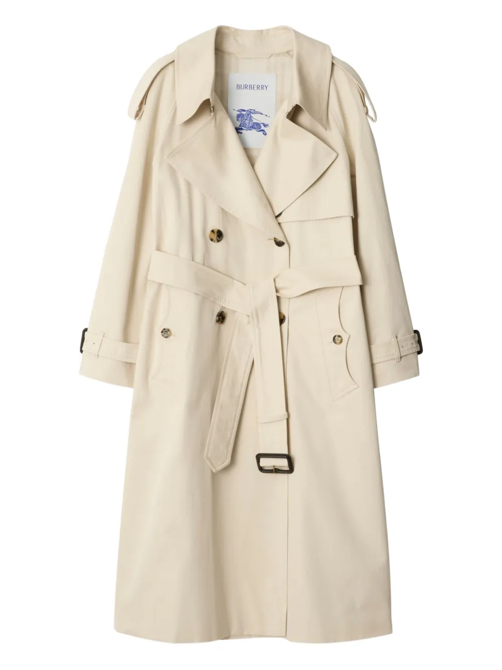 

Двубортный тренчкот с поясом BURBERRY, нейтральный