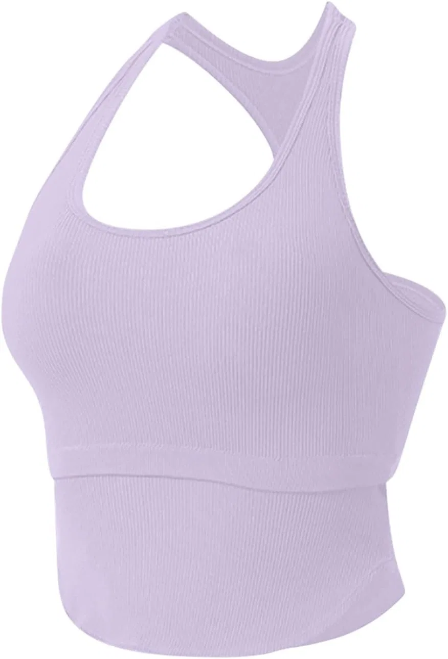 Женский топ для тренировок с встроенным бюстгальтером, Slim Fit, бесшовный, Purple — фото 2