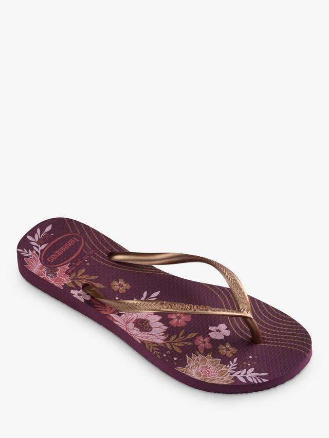 Тонкие шлепанцы из органического материала с цветочным рисунком Havaianas, цвет Purple/Multi — фото 2