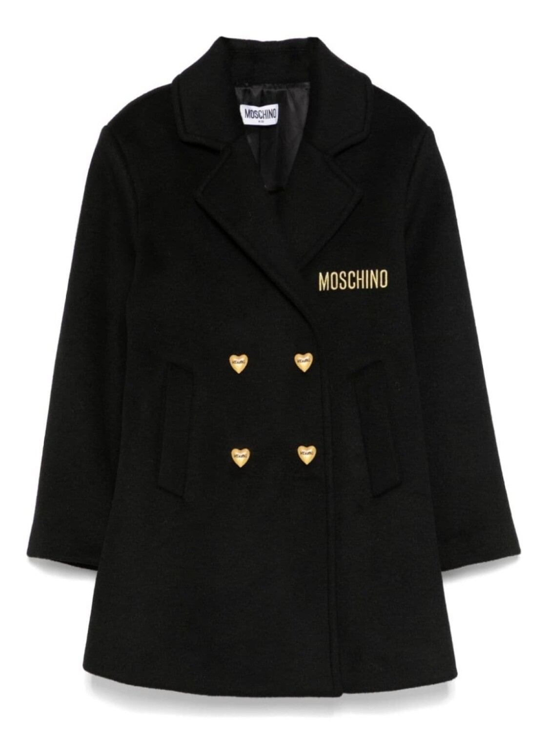 

Пальто Moschino Kids с пуговицами в форме сердца, черный