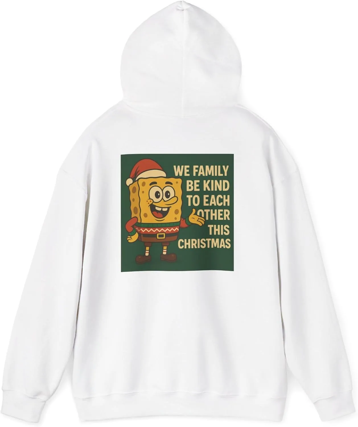 Толстовка с капюшоном Sponge-Like Cartoon Santa | Be Kind to Each Other This Christmas GENERIC, белый — фото 3