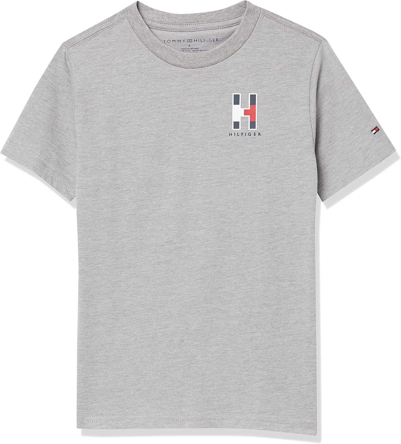 

Футболка Tommy Hilfiger для мальчиков с короткими рукавами, однотонная матовая, с круглым вырезом, мягкая, удобная, свободного кроя, Grey Heather, Серый, Футболка Tommy Hilfiger для мальчиков с короткими рукавами, однотонная матовая, с круглым вырезом, мя