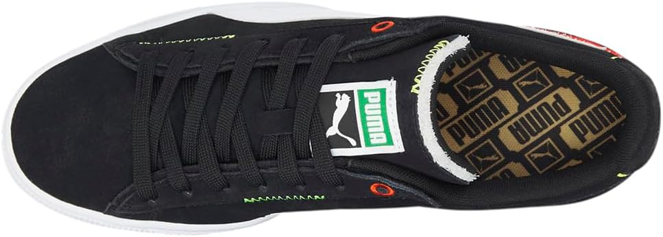Мужские замшевые кроссовки PUMA с разноуровневыми шнурками для повседневной носки - черные — фото 4