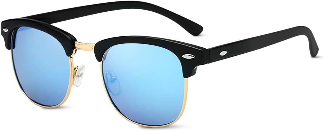 

Поляризованные солнцезащитные очки для мужчин и женщин, сверхлегкая полуободковая оправа, защита от УФ-излучения UV 400, очки для вождения, для активного отдыха и путешествий LumiSyne, Blue/Gold