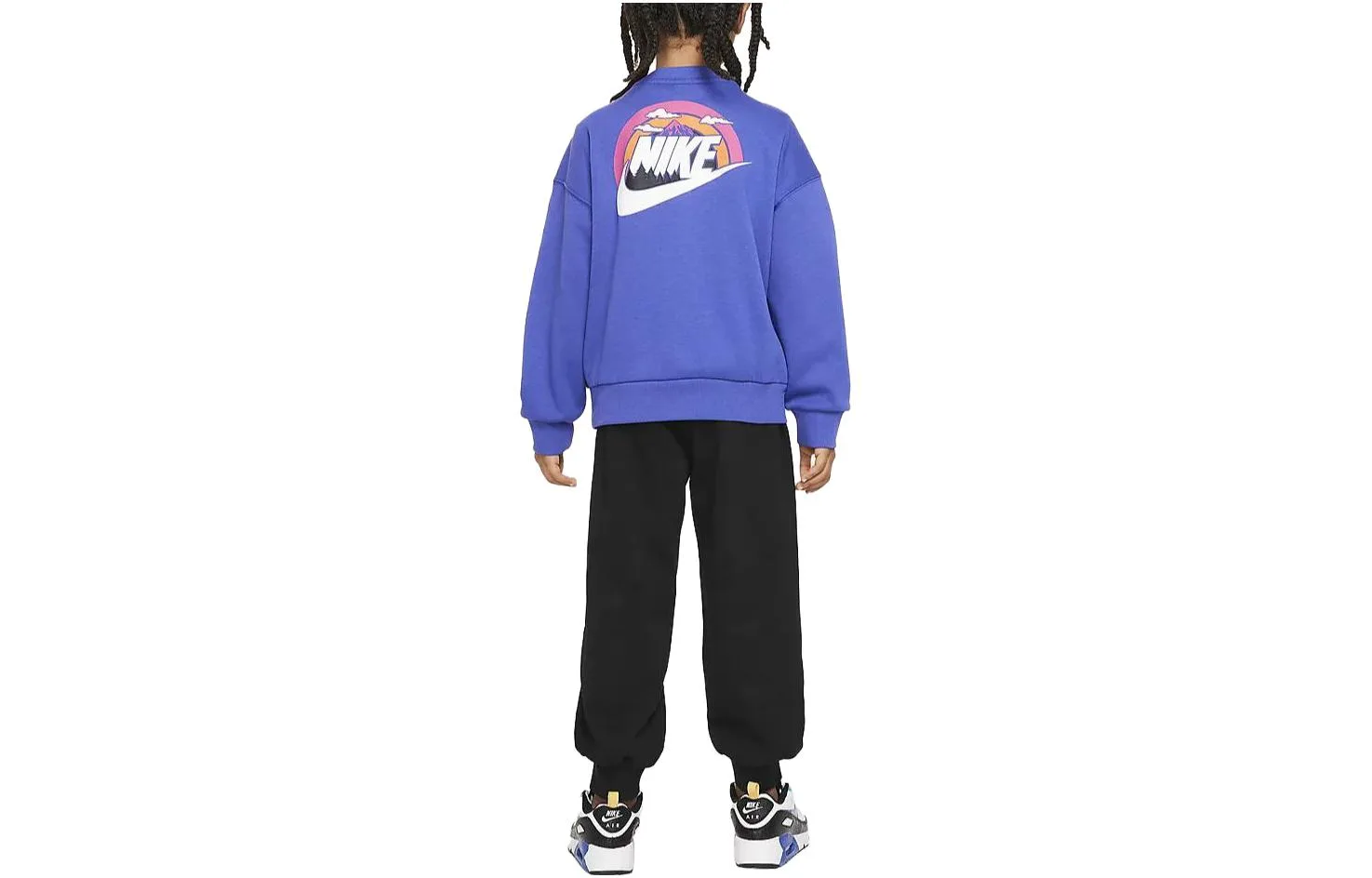 Детская повседневная спортивная футболка с круглым вырезом Moderate Nike, синий+черный — фото 4