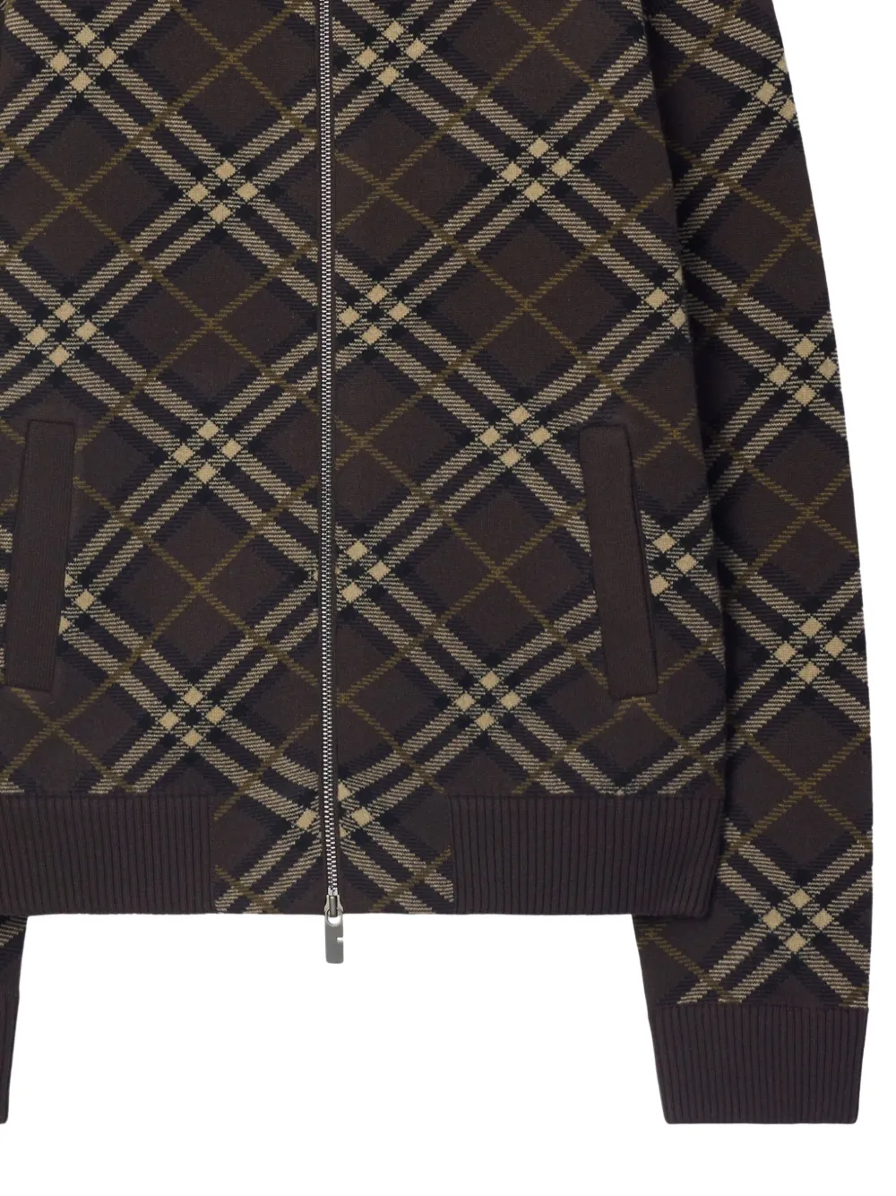 Бомбер BURBERRY из шерсти и кашемира в клетку, коричневый — фото 2