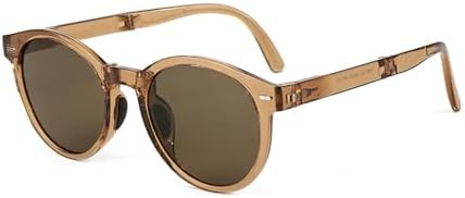 

Складные солнцезащитные очки в стиле ретро для женщин, круглые солнцезащитные очки с поляризацией для мужчин, защита от УФ-излучения UV400, аксессуары для мужчин MTZJH, Brown