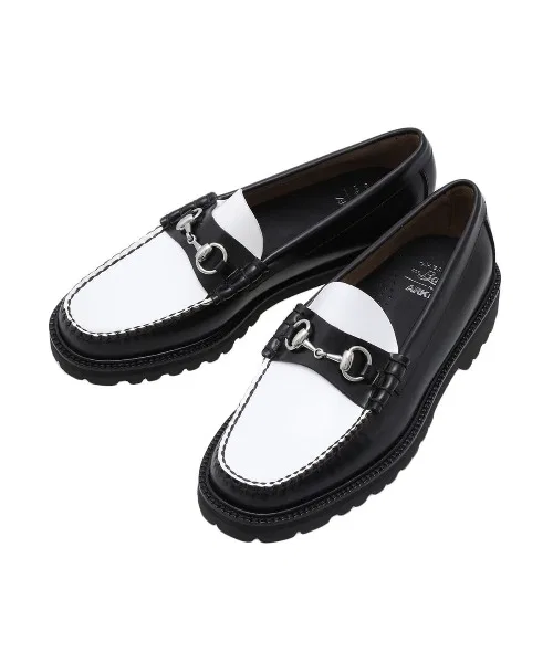 Мужские лоферы G.H.Bass WEEJUN 90S LINCOLN MOC из кожи чёрно-белые — фото 2
