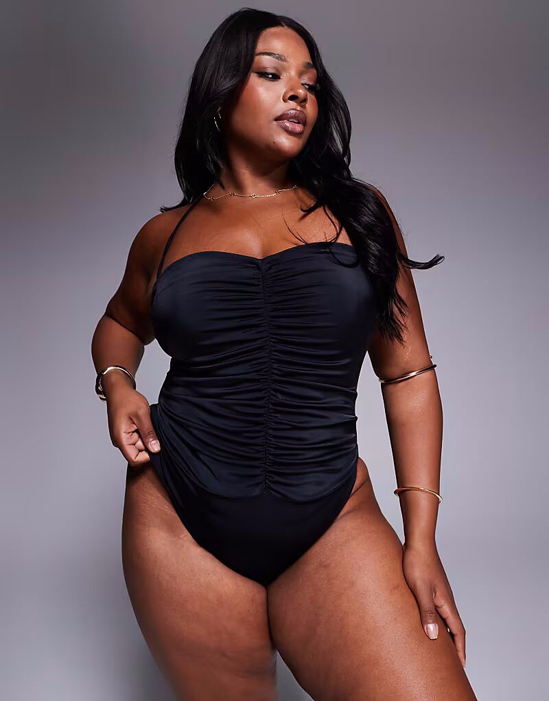 

Купальник-халтер с завязками на шее ASOS DESIGN Curve Revenge черного цвета ASOS Curve