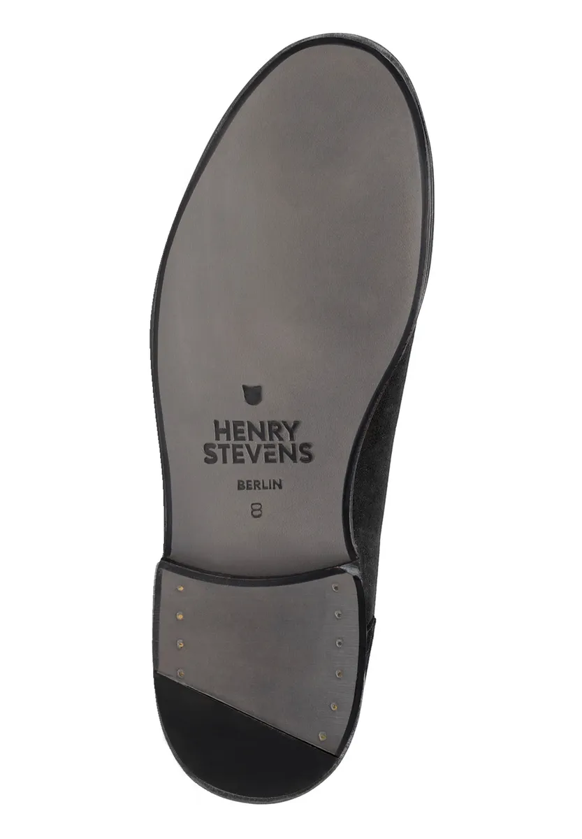 Лоферы Henry Stevens "Haywood TL business Shoes", мужские полуботинки кожаные ручной работы, костюмные туфли-тапочки, черный — фото 4