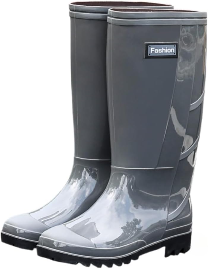 

Высокие камуфляжные дождевые сапоги для мужчин, водонепроницаемые резиновые ботинки для рыбалки на лодке, легкие, дышащие, с широкой колодкой, нескользящей подошвой, удобные для ходьбы по грязи, для работы в саду, походов и кемпинга Geerta, серы...