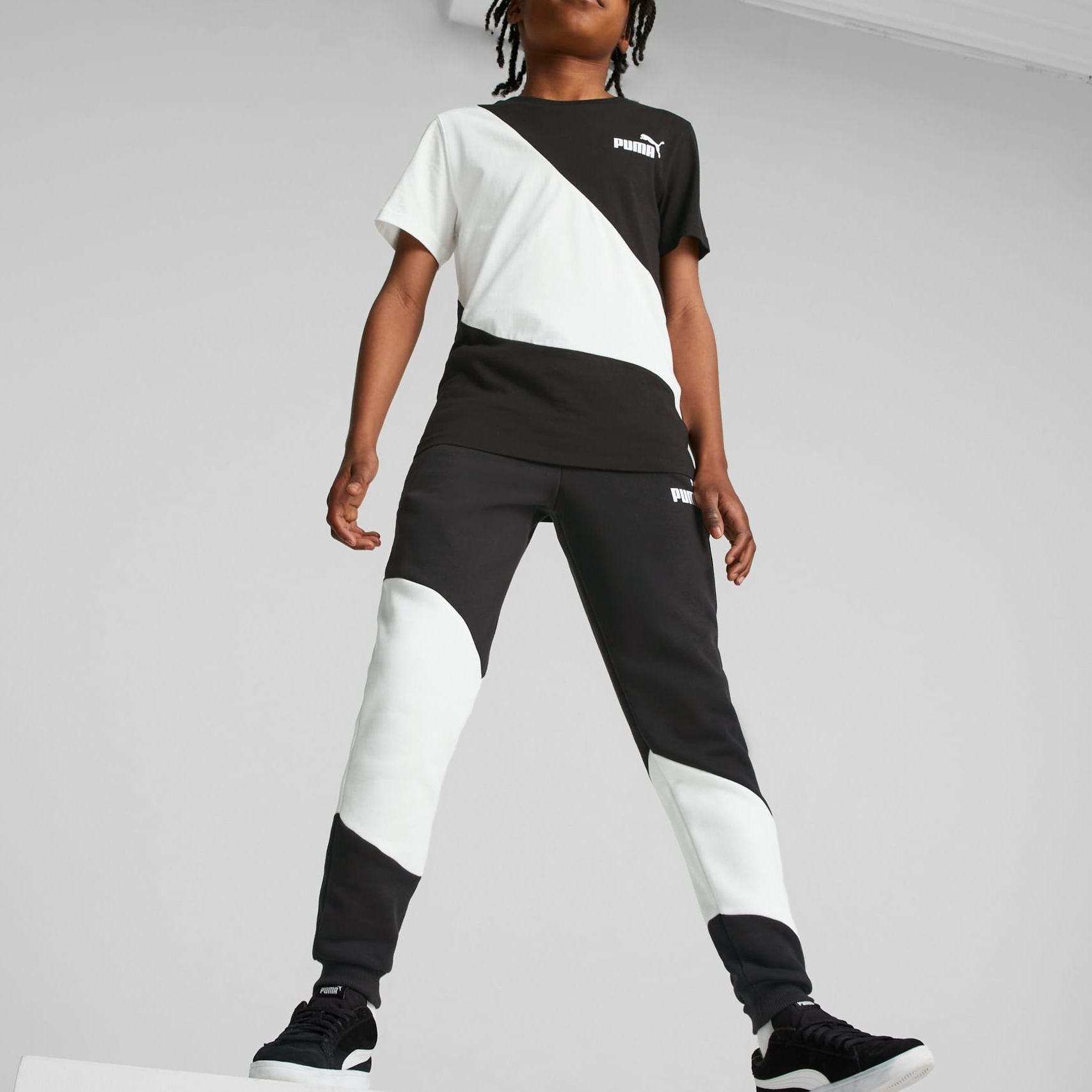 Футболка POWER CAT Детская и Подростковая Черно-Белая Kids' PUMA — фото 4