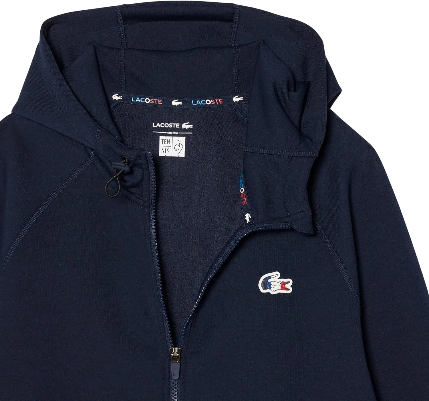Толстовка Lacoste унисекс для взрослых с изображением французской теннисной команды, на молнии, темно-синий — фото 2