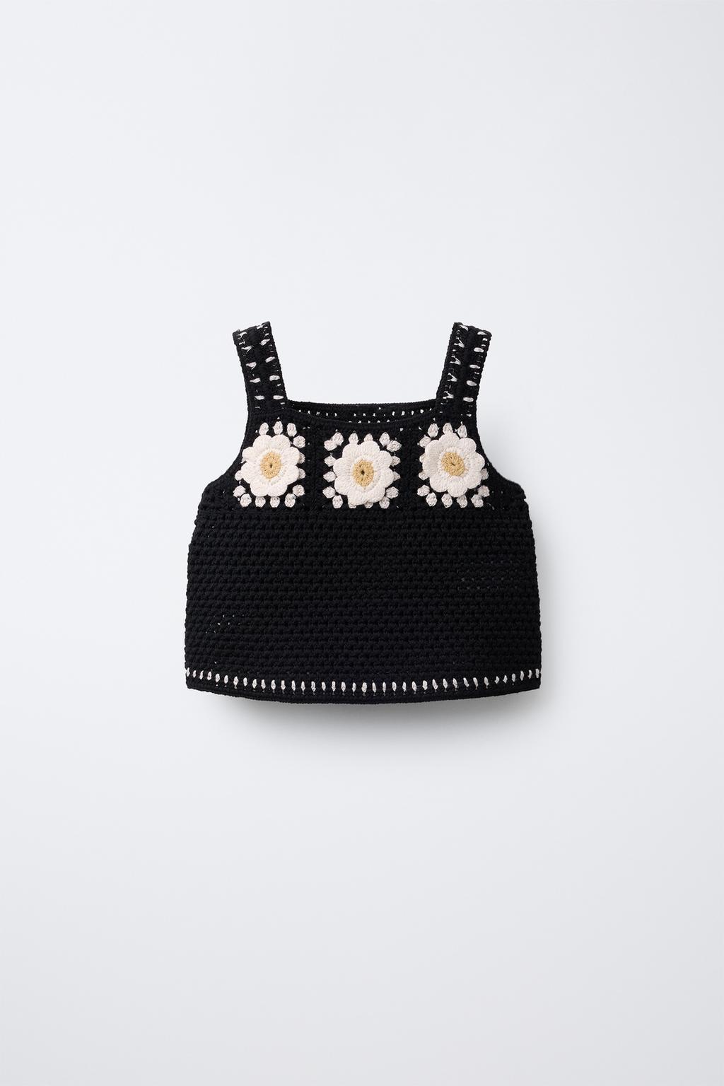

Вязаный топ крючком ZARA, черный