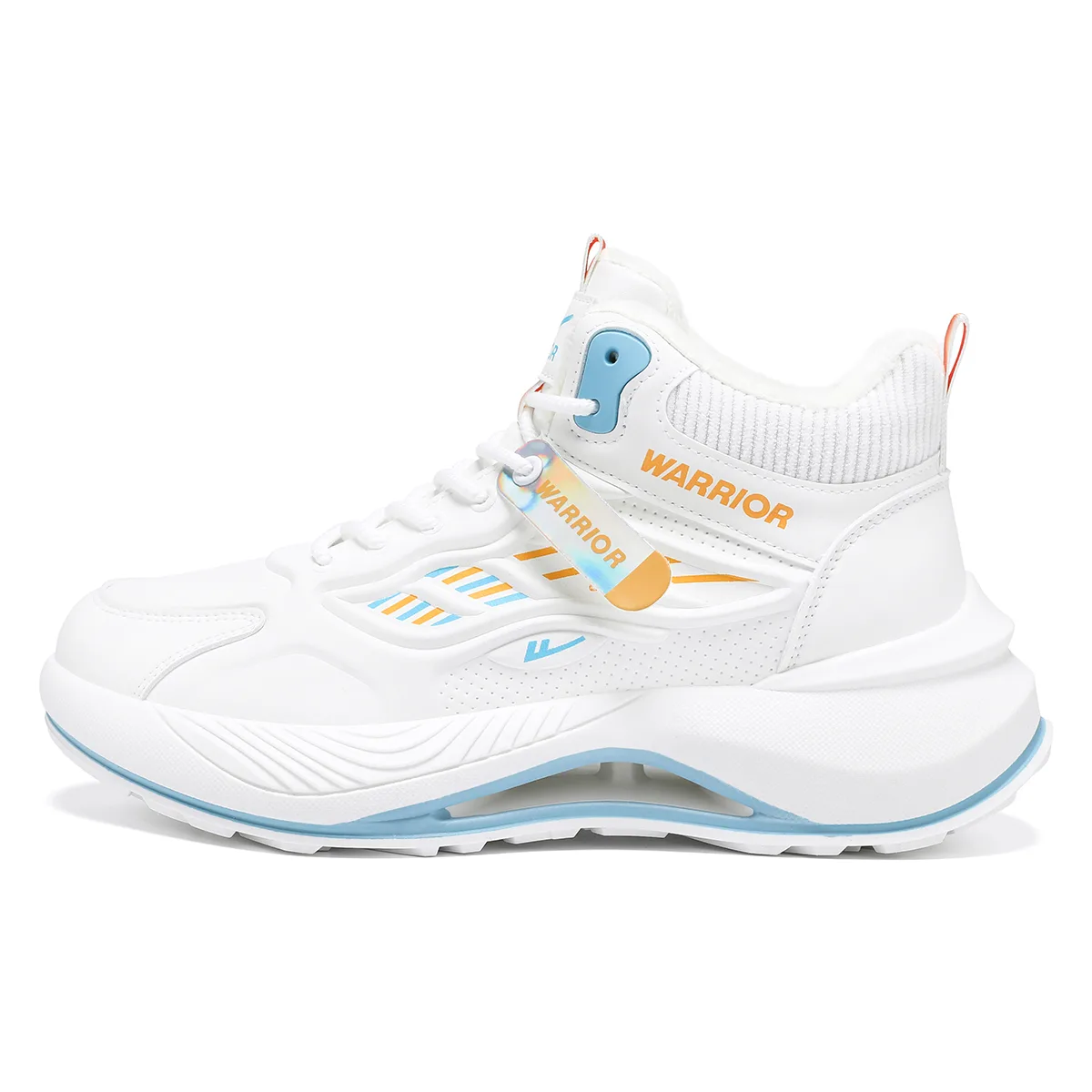 Термостойкие амортизирующие баскетбольные кроссовки mid top WARRIOR, белый/оранжевый
