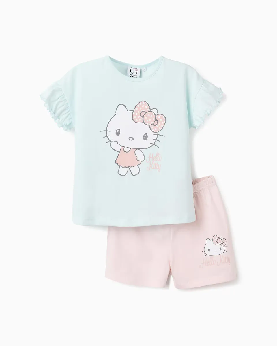 

Пижама для девочки из 100% хлопка с рисунком Hello Kitty Zippy, светло-голубой