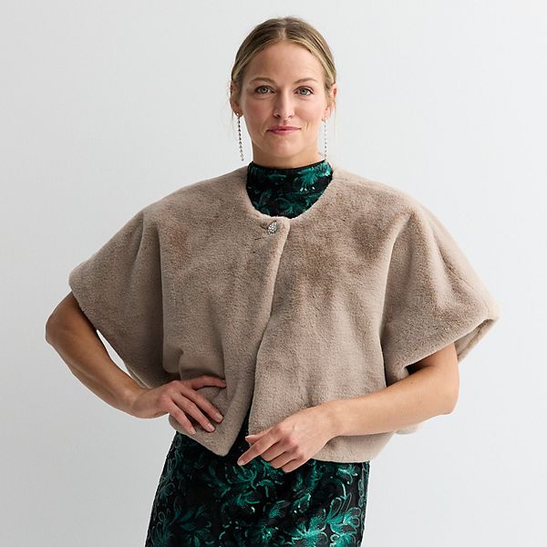 

Женский плед-накидка с искусственным мехом и атласной подкладкой Robbie Bee, Tan, Бежевый, Женский плед-накидка с искусственным мехом и атласной подкладкой Robbie Bee, Tan